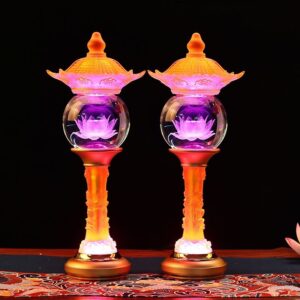 LED Lotus Lamp for Buddha Offering – Plug-in Palace Lamps for Home Altar