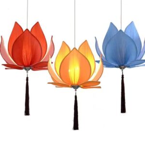 Lotus Chandelier Lantern – Chinese Fabric Ceiling Lamp
