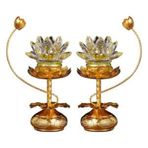 Pair of Crystal Lotus LED Lamps – Sacred Buddha lamps