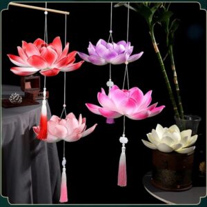 Classical lantern portable lotus lamp, luminous electronic lamps Buddha item Temples Buddhist halls lantern