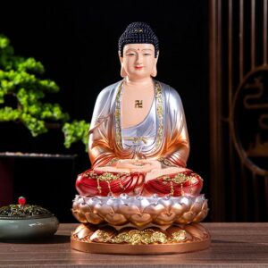 Buddhism Sanbao Buddha Resin Ornament Shakyamuni Statue Tathagata figure Buddhist Hall Offering statuette