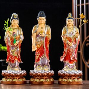 Western Three Saints Statue 16inch/19 inch/26inch Amitabha Buddha figure Avalokitesvara Mahasthamaprapta Buddhist item ornament