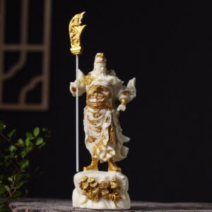 Ivory fruit carving domineering Guan Gong figurine GuanYu statuette Guan Er Ye office and home decoration handicrafts temple buddha statue