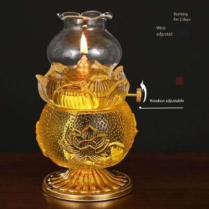 Vajrayana Buddha Lotus butter lamp Tibetan Buddhism butter colored glaze Amber transparent consecrate lamps