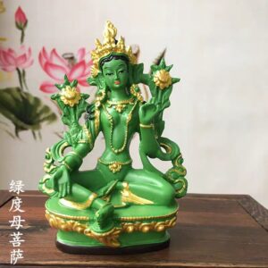 Green Tara Buddha Statue Household Offering Tantric Tibetan Tara Statuette Temple Buddhist hall Vajrayana Desktop Decoration