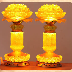 LED fully Lit lotus flower lamp long light front of Buddha household use plug-in Offering Buddhist item yellow light
