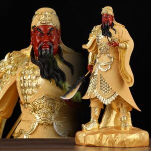Chinese Guan Gong Statue - Golden Guan Yu God of Wealth & Protection