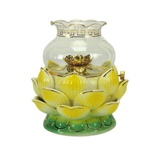 Windproof Buddhist Butter Lamp - Adjustable Brightness Oil Lamp for Altar