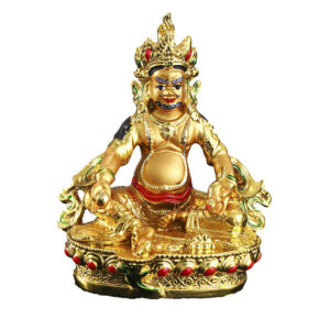 Pray for blessings handicraft Yellow Jambhala ornament resin golden small Buddha statue God of Wealth Tibetan Bodhisattva Protector Statuette
