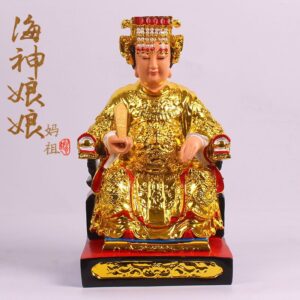 Mazu Goddess Statue Resin Painted and Gold Plated Home Consecrate Taoism figure Decoration Sea God Goddess Statuette