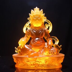 Tantric God of Wealth Buddha Statue resin imitation coloured glaze Tibetan Yellow Jambhala fortune god Household Offering Buddhist figure