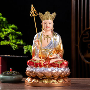 Painted ksitigarbha bodhisattva Resin Buddha Statue Great Wishing Earth Treasure Crafts Buddhist Hall Decoration 12inch/16inch/19inch