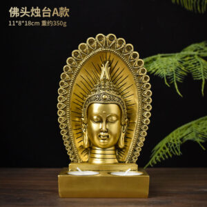 Simple resin crafts Thai style Buddha head candlestick ornament creative Zen home decoration Golden buddhist candleholder