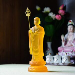 Jiuhua Mountain ksitigarbha Bodhisattva Water glass Buddha Statue Lucky Decoration Household Buddhism Statuette
