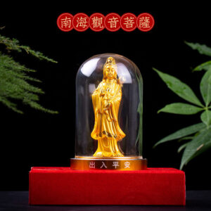 Safe trip wherever you go, alloy gold high-end new car ornament Guanyin Bodhisattva Figurine three face Buddha statue Ksitigarbha Maitreya Amitabha home worship