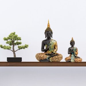 Thai Buddha statuette Zen small ornament home decor crafts foyer wine cabinet restaurant decoration Southeast Asian style figurine