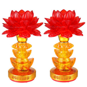 LED crystal yuanbao lotus flower votary lamp offerd by Buddhist, gold ingot Plug in wealth god, Buddha statue Changming Lamp Electronic candle