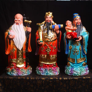 Resin painted South Pole Immortal, God of longevity, Fortune Star, Longevous Household Worship Ornament, Fulushou Statue Fu Lu Shou
