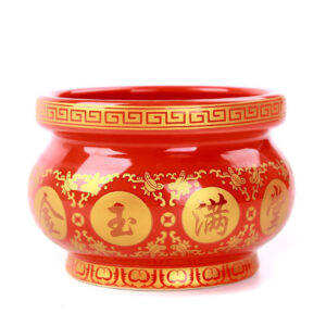 Ceramic Incense Burner, Household Offering Censer Red Golden Buddha incensory Temple family hall Incense Insert
