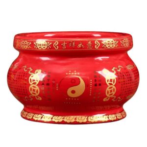 Ceramic household Incense burner Taoist temple indoor Taoism Buddhist hall offering Tai Chi Eight Diagrams incensory yellow/red Censer