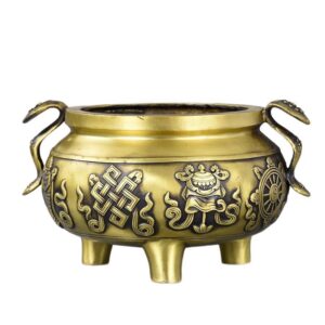 Copper Auspicious Eight Treasures Incense Burner Household Ornament incensory Buddhist temple family hall for worshipping Buddha archaistic Tripod