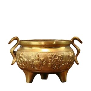 Copper Eight Treasures Incense Burner Auspicious censer Tibetan Buddhism Sandalwood Household Offering Three Legged Incense Burner