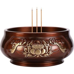 Pure copper incense burner for home indoor worship of Buddha statue lotus censer Buddhist ornament