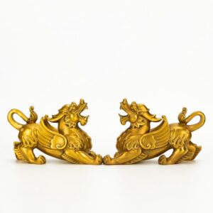 Copper Flying Pixiu Unicorn brave troops Statues mythical wild animal Ornament Home Living Room Store Decoration Crafts Gifts Fengshui Figure
