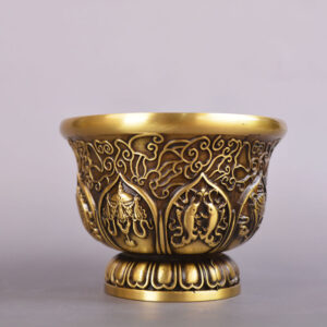 Lucky Eight Treasures Offering Bowl Thickened Brass Material Wealth God Guanyin Buddha Statue Offering Water Goblet Cup