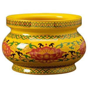 Colored glazed ceramic incense burner for home use, indoor and outdoor offerings, lotus pattern small incensory for Buddhist temple