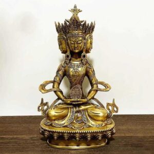 Tibetan Buddhist Buddha statue, Nepalese Tantric 7Inch Pure Copper Da Ri Tathagata figurine, Vairocana,mahavairocana, Shakya Muni figure, Four sided Buddha ornament