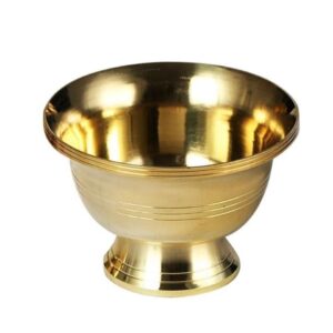 Copper Water bowl, Tantric Sect Vajrayana offerings, high footed brass smooth surface Tall cup, Buddha front holy things cups, Esoteric Buddhism