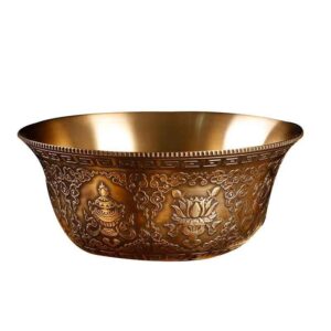 Tibetan Buddhism Pure Copper Eight treasures Water Bowl, Offering Cup Tantric relief patterns Bowl 7pcs/Set
