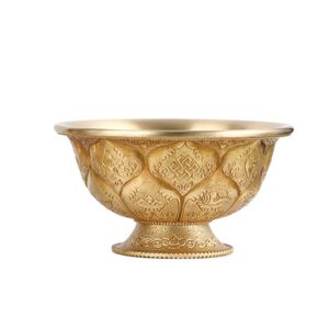 Tibetan Golden Pure Copper Water Cup Lamaism enshrine and worship Household Living Room temple offering Bowl Eight Auspicious Treasures Esoteric Buddhism