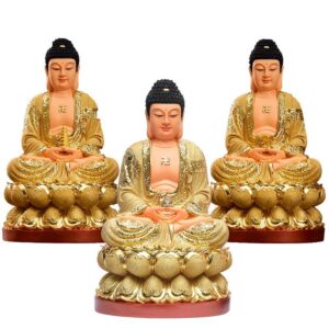 Temple family hall Amitabha medicine Buddha Shakyamuni Statue, Tathagata Statuette Three Treasures sculptures Chinese Buddhist statuary