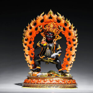 Exquisite copper "Black God of Wealth" painted gilded Black Jambhala "Five-Way God of Fortune" temple household bronze statue decoration Tibetan Buddhist colored sculpture tantric ornament