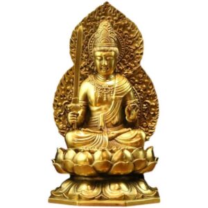 Pure copper Akashagarbha Bodhisattva Sculpture, Esoteric Buddhism Statue, Vajrayana brass ornament, Tantra temple Buddha statuette