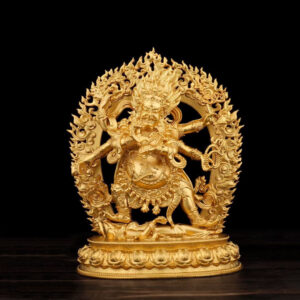 Tibetan Six Armed Mahakala Vajra dharma copper buddha Statue Protector Living Room Household Nepalese Gilded Esoteric Buddhism Ornament Vajrayana Statuette