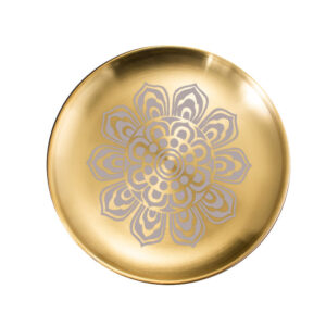 Tribute Plates stainless steel golden fruit flat plate, offering bowl thick shallow easy to clean, lotus pattern fruit tray, Buddha items