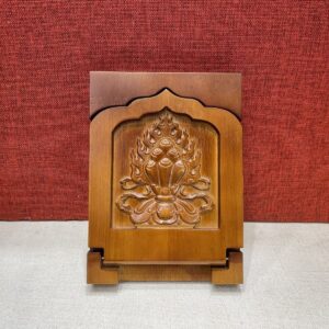 Portable solid wood Carving Scripture support, Tibetan Buddhism BookRack, Chanting sutras Stand, Buddhist sutras holder Easy to carry, Mani Treasure Beads cinta^-maN!i