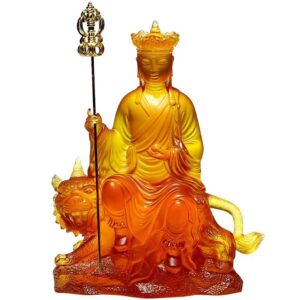 Real Colored Glaze Ksitigarbha Buddha statue Sitting Earth Treasure Bodhisattva on Mount Jiuhua, Buddhist hall guardian figurine, Buddhism offering ornaments, Mythical Animal Auspicious beast curious ear Diting