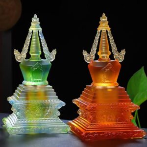 Ancient method colored glaze Buddhist Bodhi Pagoda, Tibetan Tantric enshrine and worship Pagoda for Buddhist relics, Family hall Living Room coloured glaze Ornament, Lamaism Temple sacrificial altar glazed stupa, Buddhism items