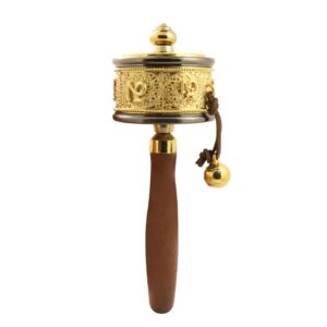 Tibetan Buddhism Double Bearing Silent hand-driven Sutra Wheel, Wooden Handle Six Words Mantra Sutra Drum prayer Wheel of Wisdom, Resin/Alloy material Optional