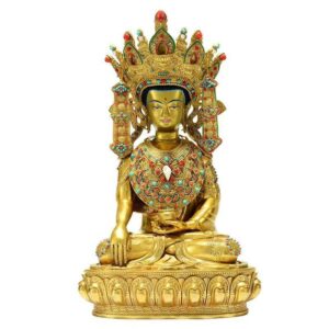 Tibetan Lamaism offers copper gilded statue of Esoteric Buddhism's Juewo Buddha at home, Twelve year old figure of Shakyamuni, Buddhist patriarch Śākyamuni image