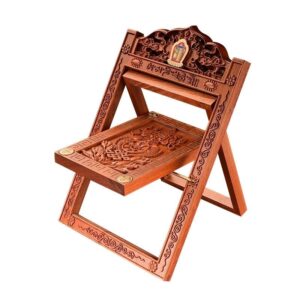 Carved Eight Auspicious Symbols Solid Wood Scripture Reading Stand, Tibetan Buddhism bookrack, Foldable Buddhist Chanting sutras holder recite or chant scriptures Kalachakra