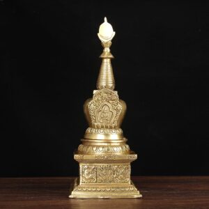 Pure copper relics Tathagata Treasure Jar Pagoda, Bodai Stupa Collection of Scriptures, Tibetan Buddhist shrine Temples Buddha Hall sarira stupa Dharma ritual implements dagoba, Five Wheel Bodhi Pagoda Ornaments