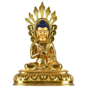 Tibetan Buddhism Pure Copper Gilded Golden Nāgārjuna bodhisattva Buddha Statue Home Offering Lamaism Tantra sculpture Tantric Bronze Figure Nagarjuna Ornament