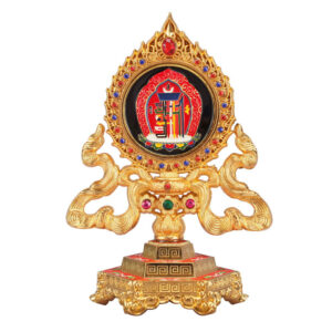 Tibetan alloy Kalachakra Manjushri Nine Palaces Eight Trigrams Lifting mirror Ornament, Auspicious Eight Treasures Ruyi Lotus, Double sided baked Paint Household Cundī mirror