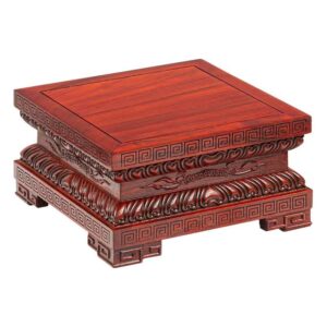 Redwood Avalokitesvara Bodhisattva Lotus pedestal for household worship, Figure of buddha sculpture Guanyin statue base, Solid wood holder, Home decoration ornament Classical base