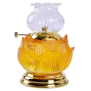 Windproof Art glass Butter Lamp holder, Long Bright Oil Lamp, Buddha Hall Lotus altar lamp which burns day and night, Chinese Buddhism eternal light